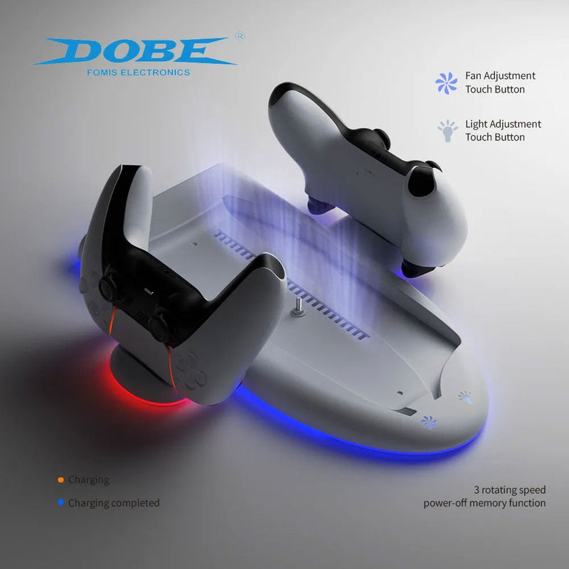DOBE TP5-3528 Cooling Charging Dock Station With RGB Color Atmosphere Light Circle for PS5 Slim Console