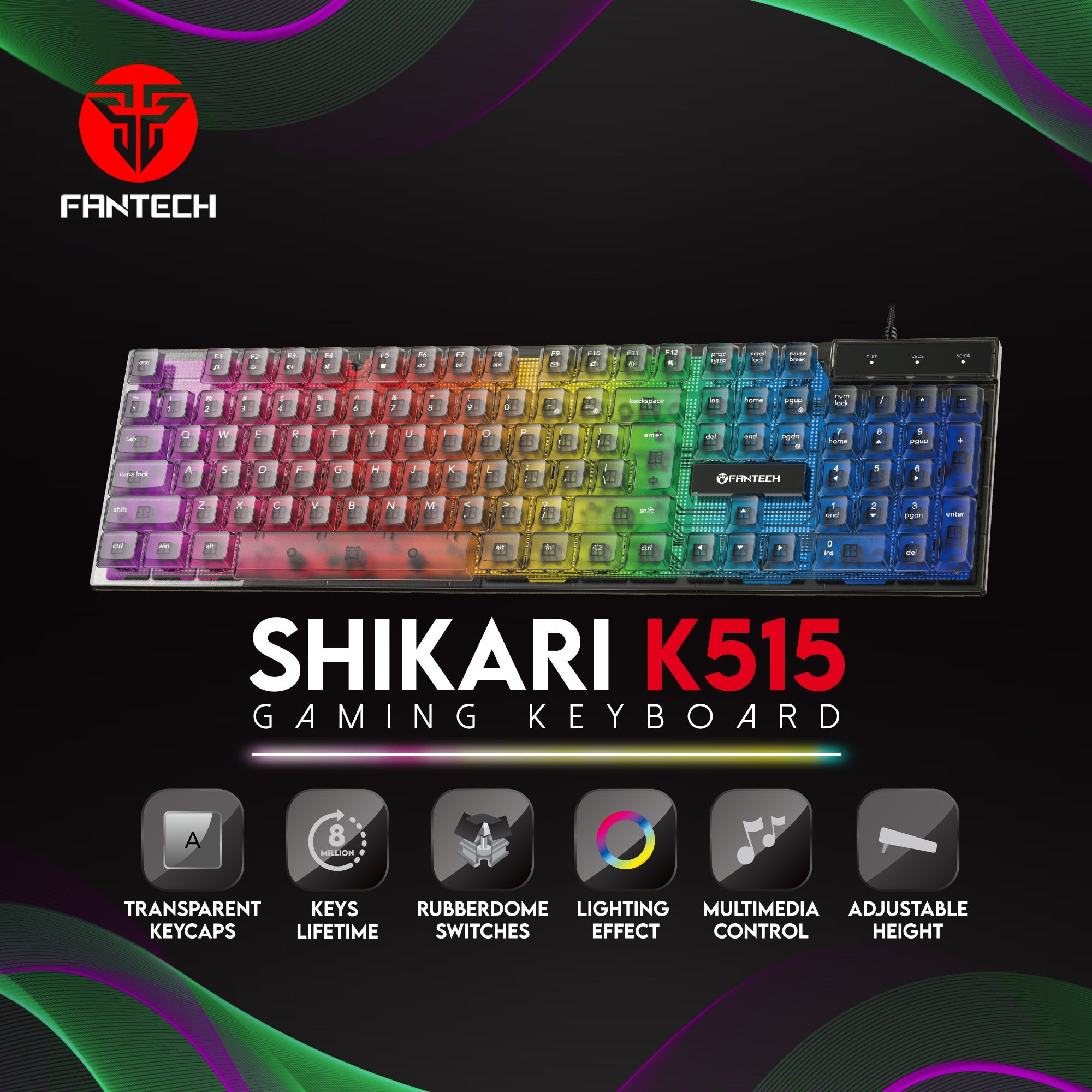 Fantech Shikari K515 RGB Membrane Gaming Keyboard Keyboard 12 JOD