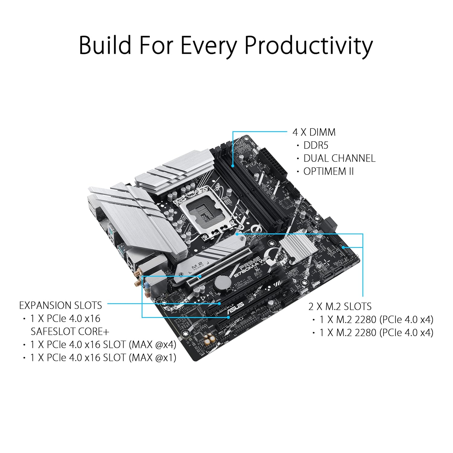 ASUS PRIME B760M-A WIFI DDR5 LGA 1700 mATX Motherboard