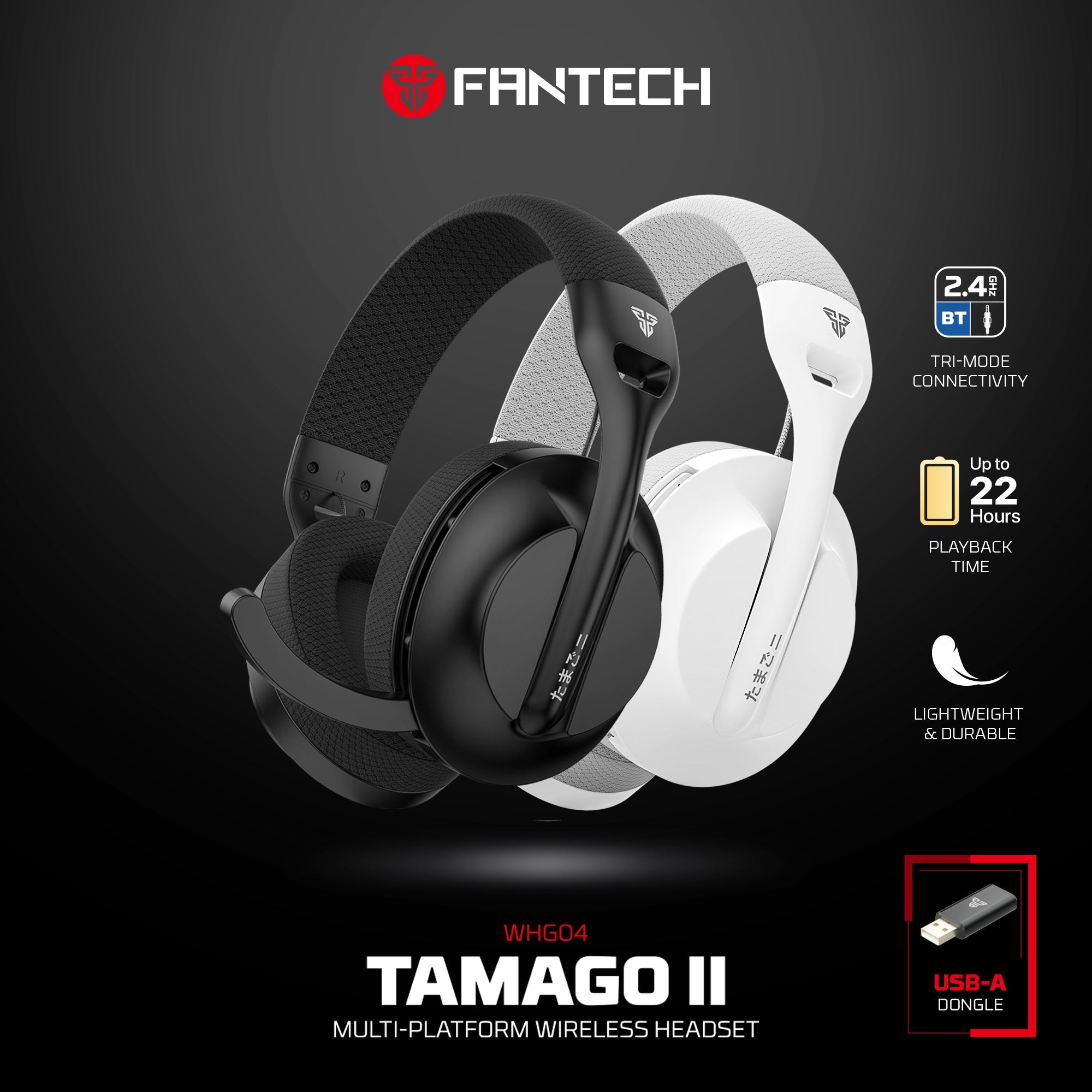 FANTECH WHG04 TAMAGO II Multi-Platform Wireless Gaming Headset White