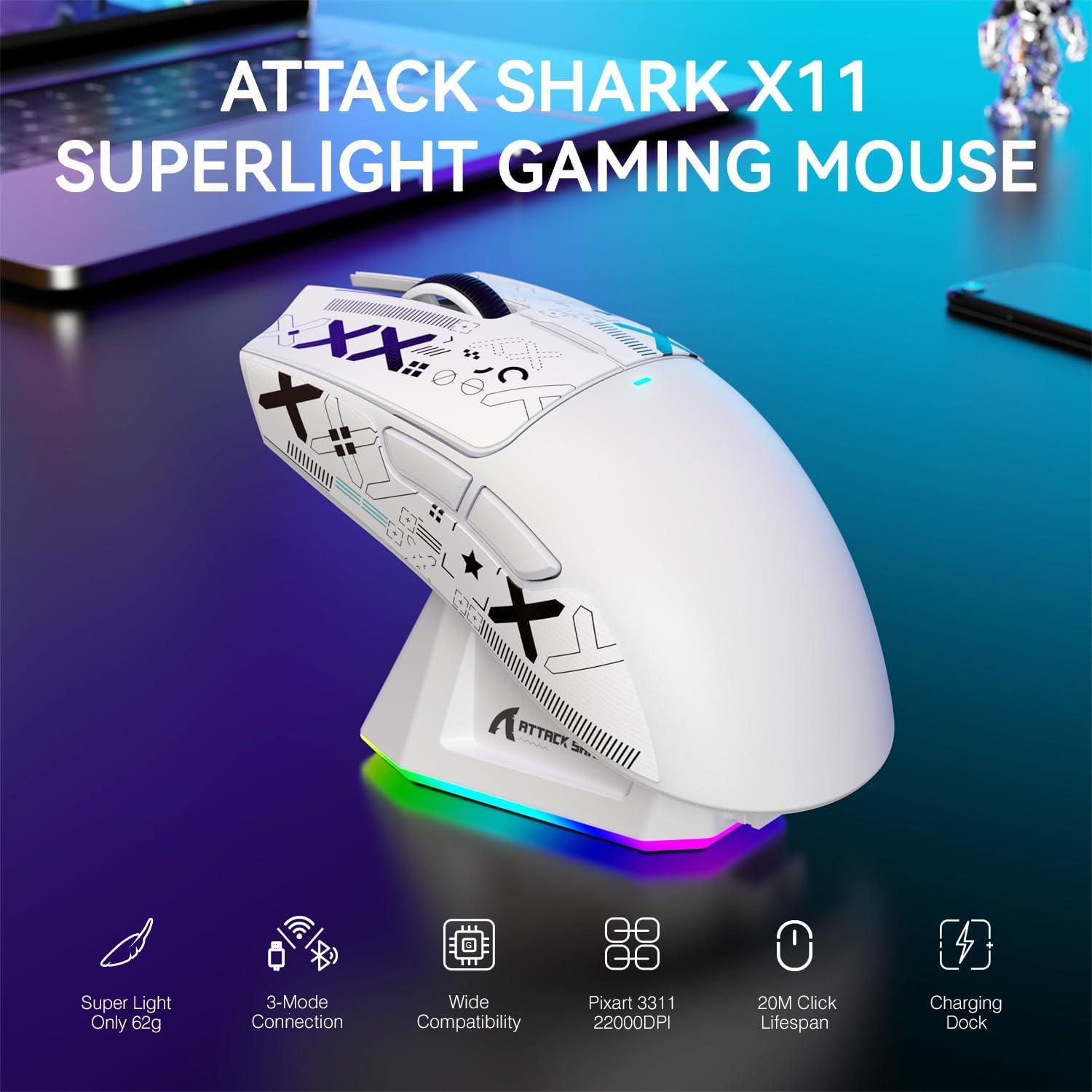 ATTACK SHARK X11 Lightweight Wireless Gaming Mouse
