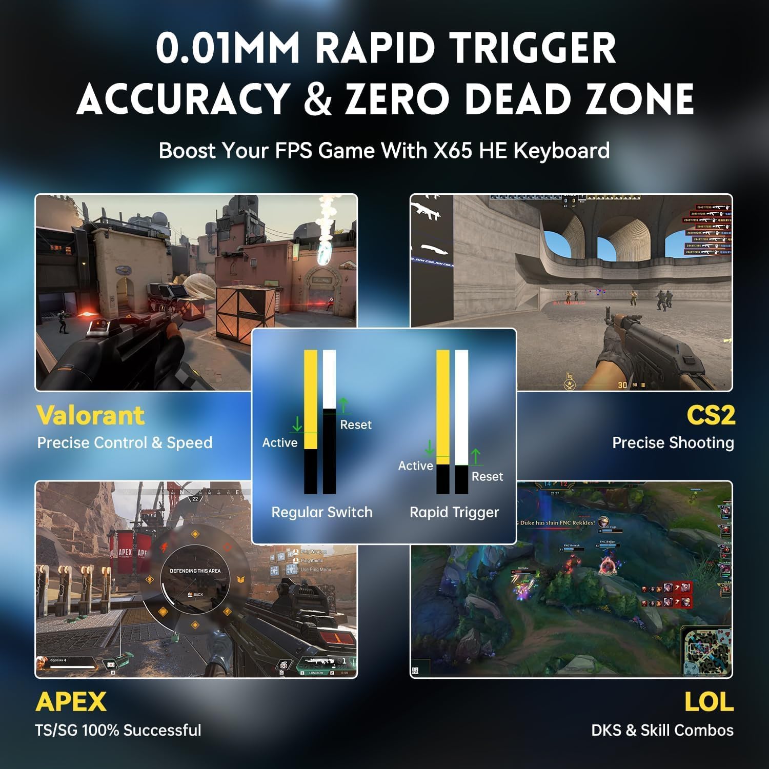 ATTACK SHARK X65 HE Wired Rapid Trigger Magnetic Switch 65% Mechanical Gaming Keyboard