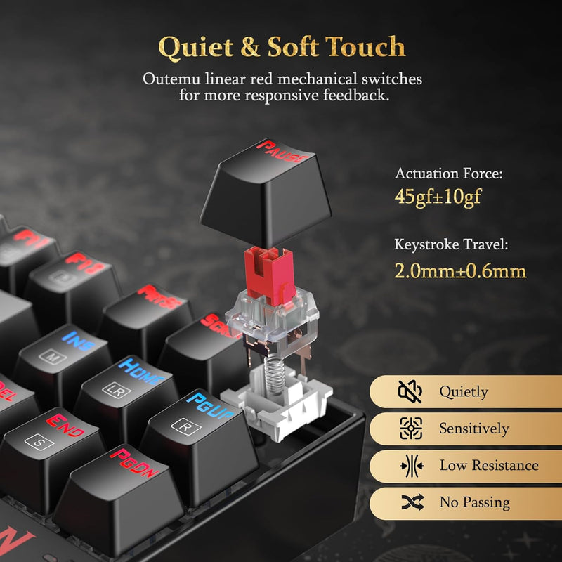 Redragon K552 Mechanical Gaming Keyboard English , LED Gaming Keyboard with, 87 Full Anti-ghosting Keys, Unique Metal Rim for Windows Gaming PC - Black Blue Switch