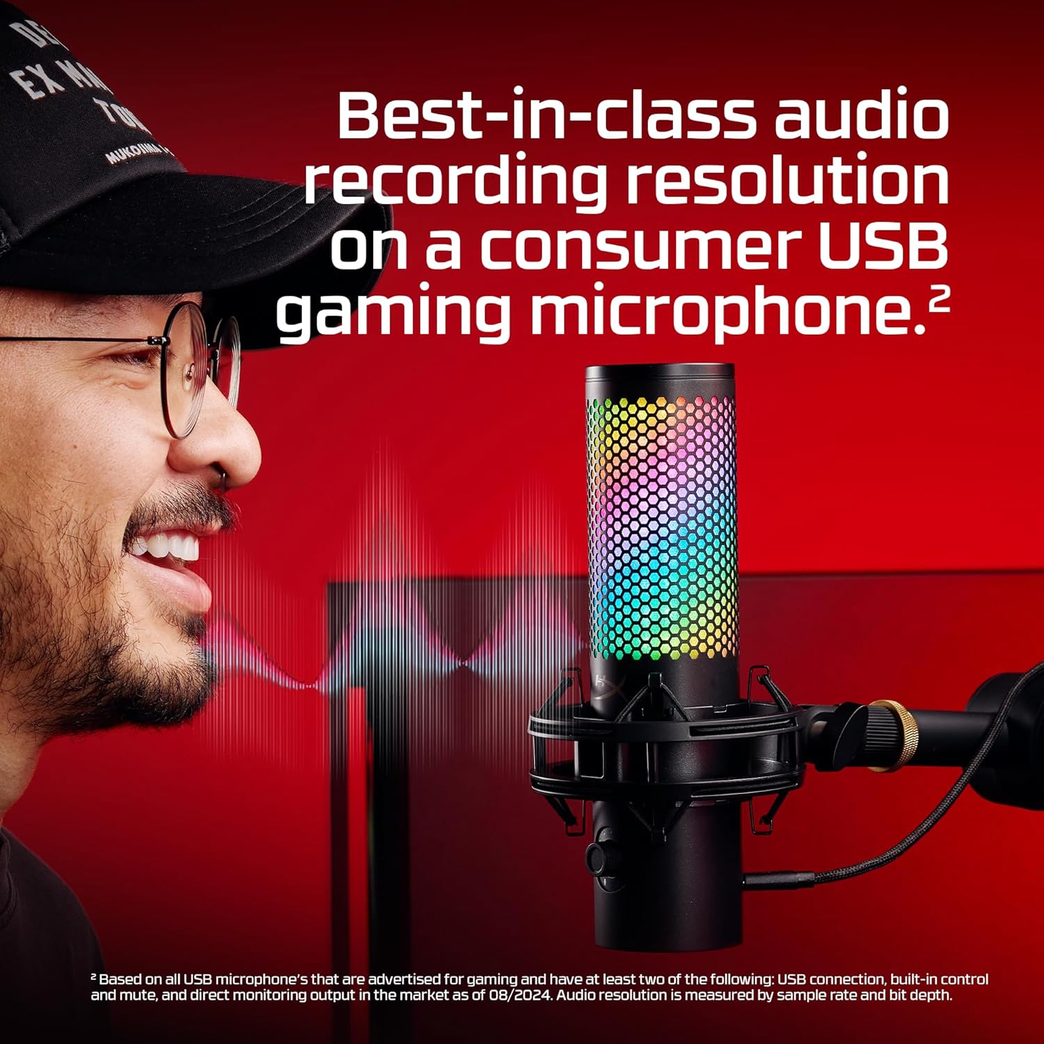 HyperX QuadCast 2 S – USB Microphone, with RGB Lighting, Streaming and Podcasting, with On-Board Controls, LED Lighting, Removable Shock Mount, PC, Mac, USB-C - Black