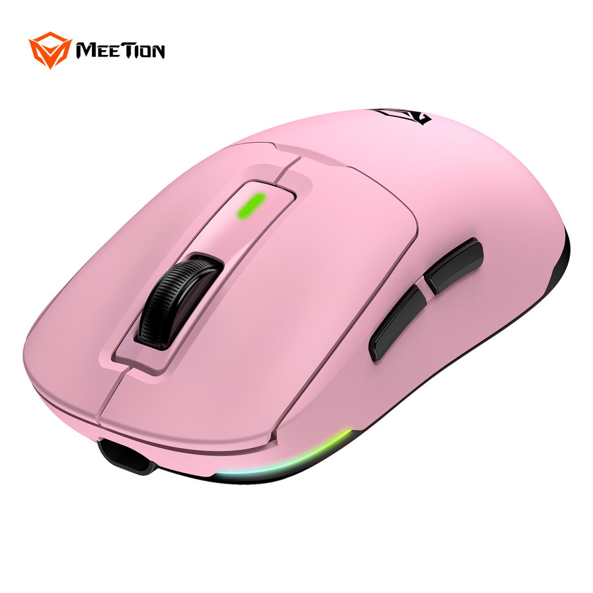 Meetion Air GW24 2.4G Bluetooth & Wired Gaming Mouse -Pink