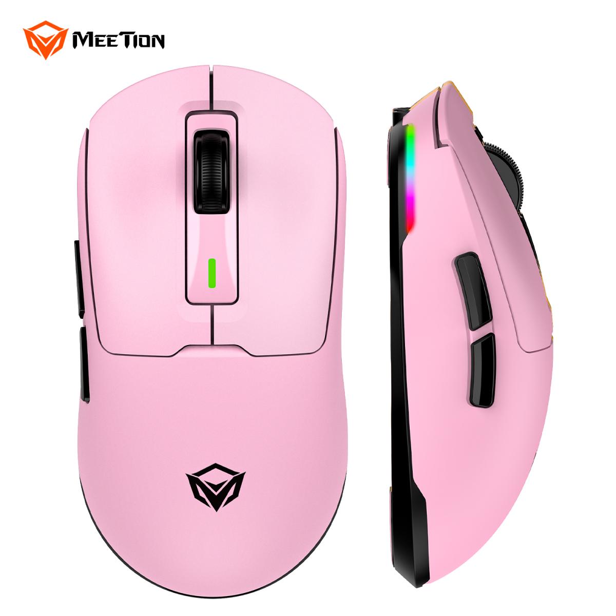 Meetion Air GW24 2.4G Bluetooth & Wired Gaming Mouse -Pink