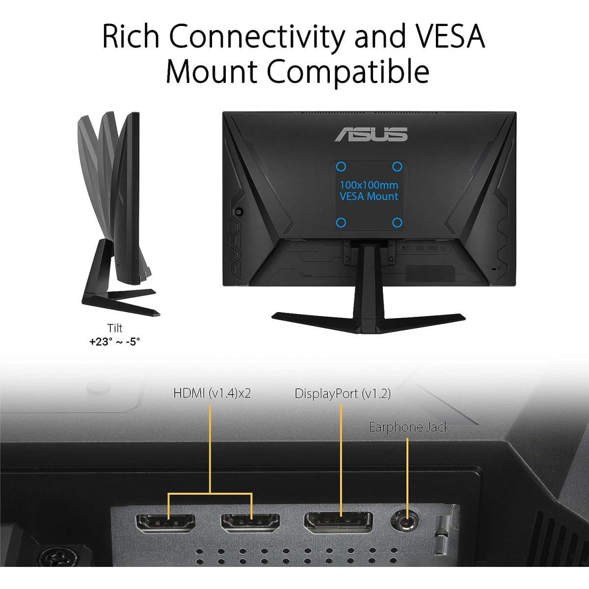 ASUS TUF VG249Q1A 23.8” IPS 1ms Full HD 165Hz Extreme Low Motion Blur FreeSync™ Premium Shadow Boost & Speakers