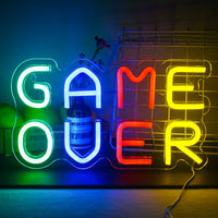 LED Game Over Neon Signs Decorations Acrylic Handmade Neon USB