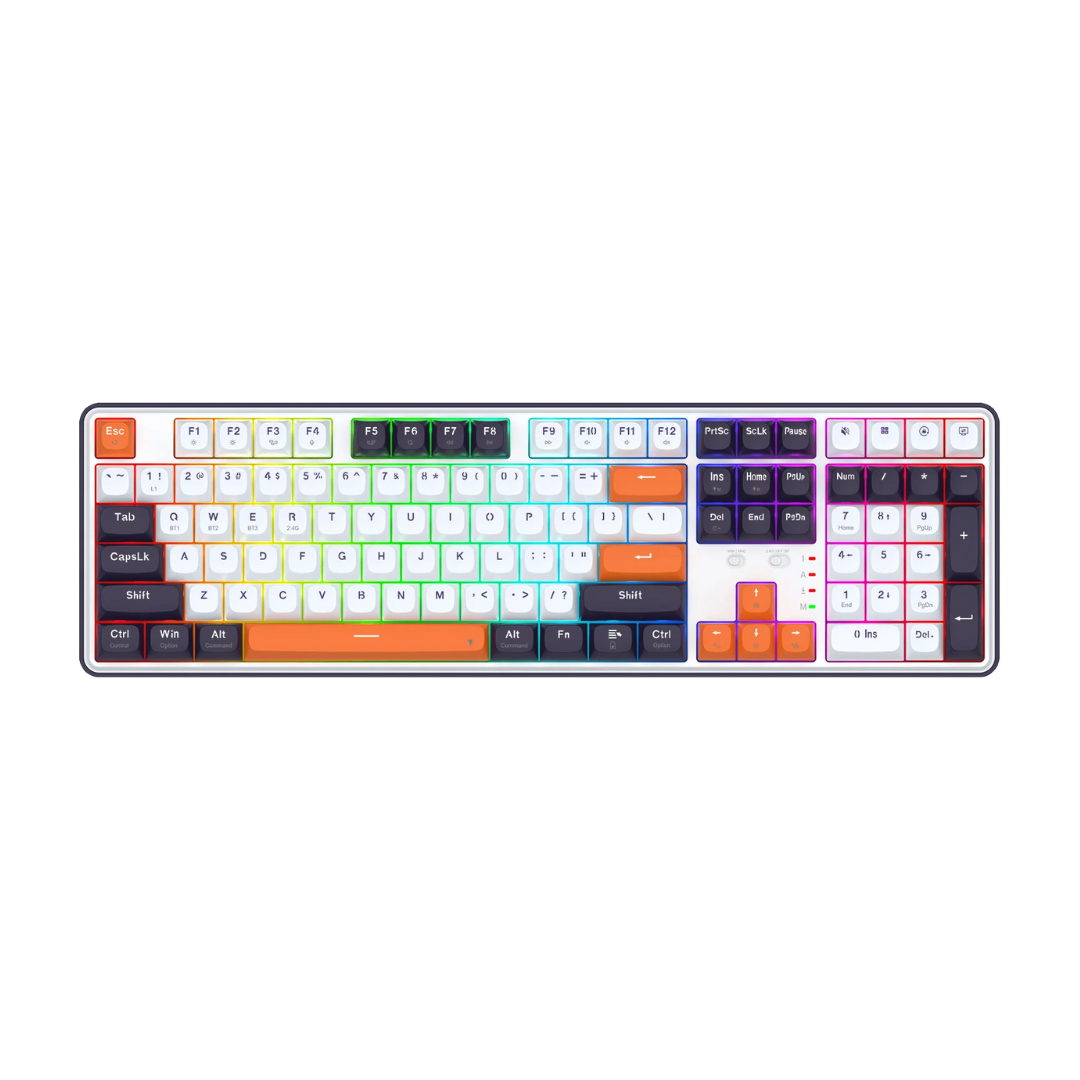 Redragon K689 PRO Wireless Gasket RGB Gaming Keyboard, 104 Keys + Extra 4 Hotkeys Mechanical Keyboard w/Upgraded Hot-swappable Socket, 3-Layer Noise Dampening, Round PBT Keycaps, Custom Linear Switch