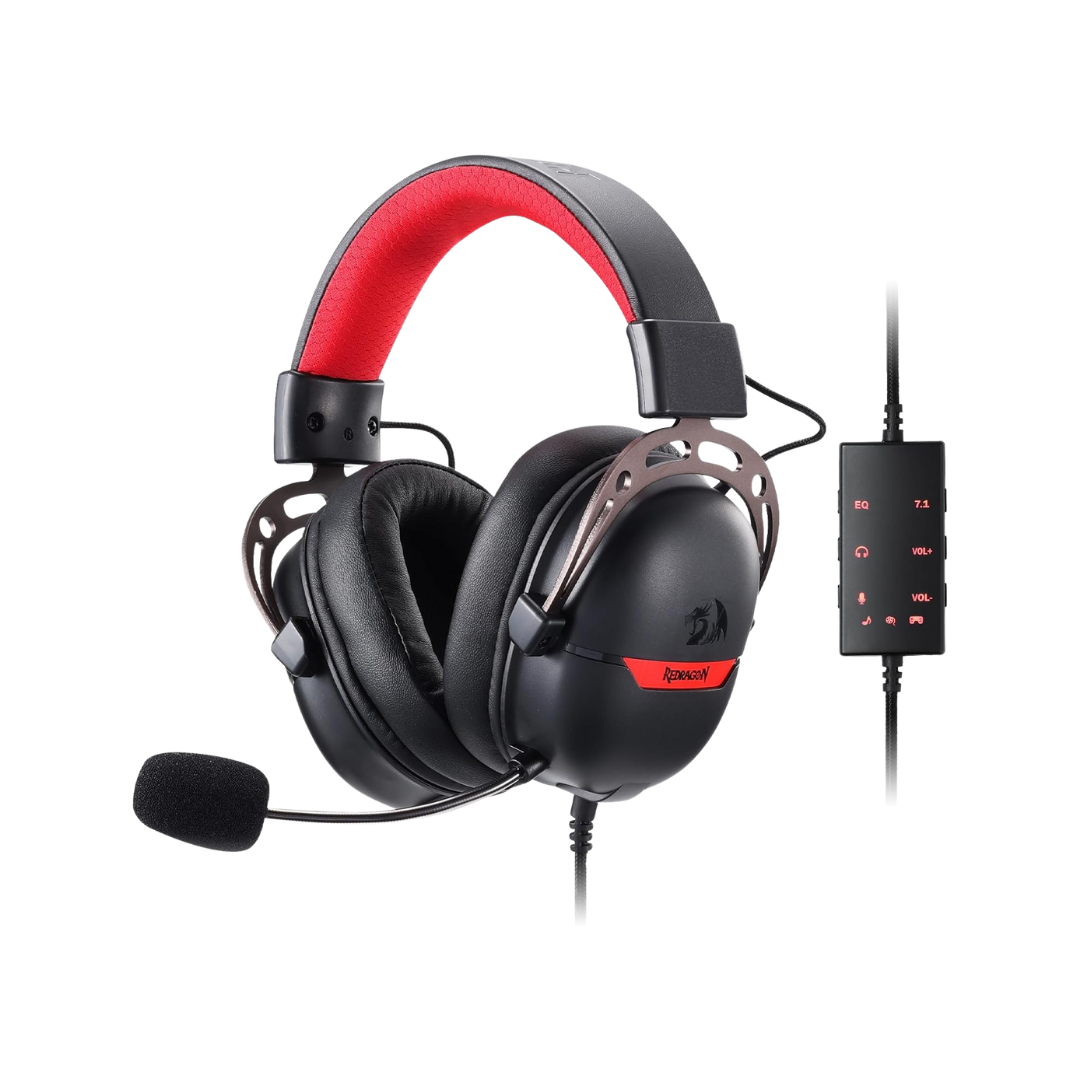 Redragon H376 Aurora Wired Gaming Headset, 7.1 Surround Sound Over-Ear Headphone w/40 MM Audio Drivers, Advanced EQ Mode, 240g Lightweight, Cozy Memory Foam Pads, USB Powered for PC/PS4/NS - Black