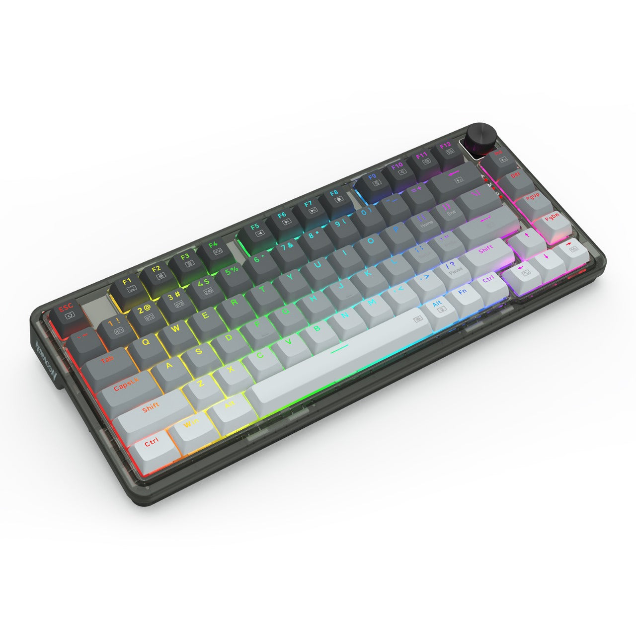 Redragon K673 GG 75% Wireless Gasket RGB Gaming Keyboard, 3-Modes 81 Keys PBT Compact Mechanical Keyboard w/Hot-Swap Socket, Dedicated Knob Control & 5-Layer Noise Dampening, Custom Linear Switch