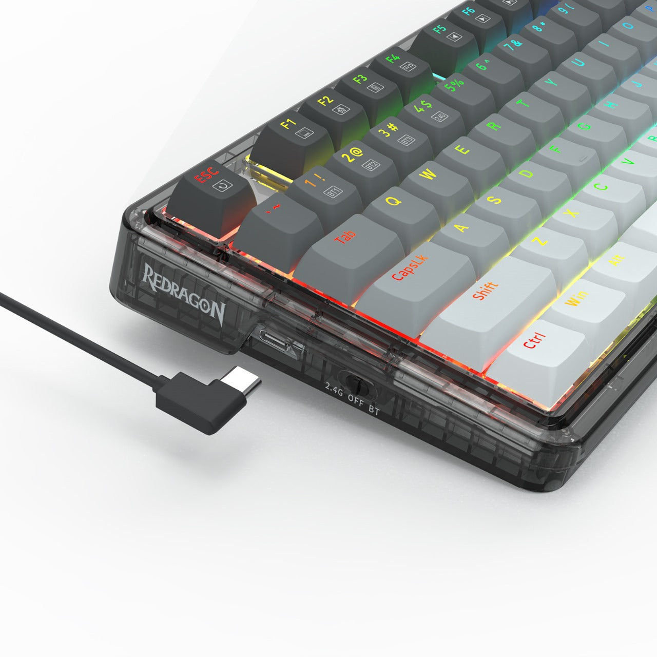 Redragon K673 GG 75% Wireless Gasket RGB Gaming Keyboard, 3-Modes 81 Keys PBT Compact Mechanical Keyboard w/Hot-Swap Socket, Dedicated Knob Control & 5-Layer Noise Dampening, Custom Linear Switch