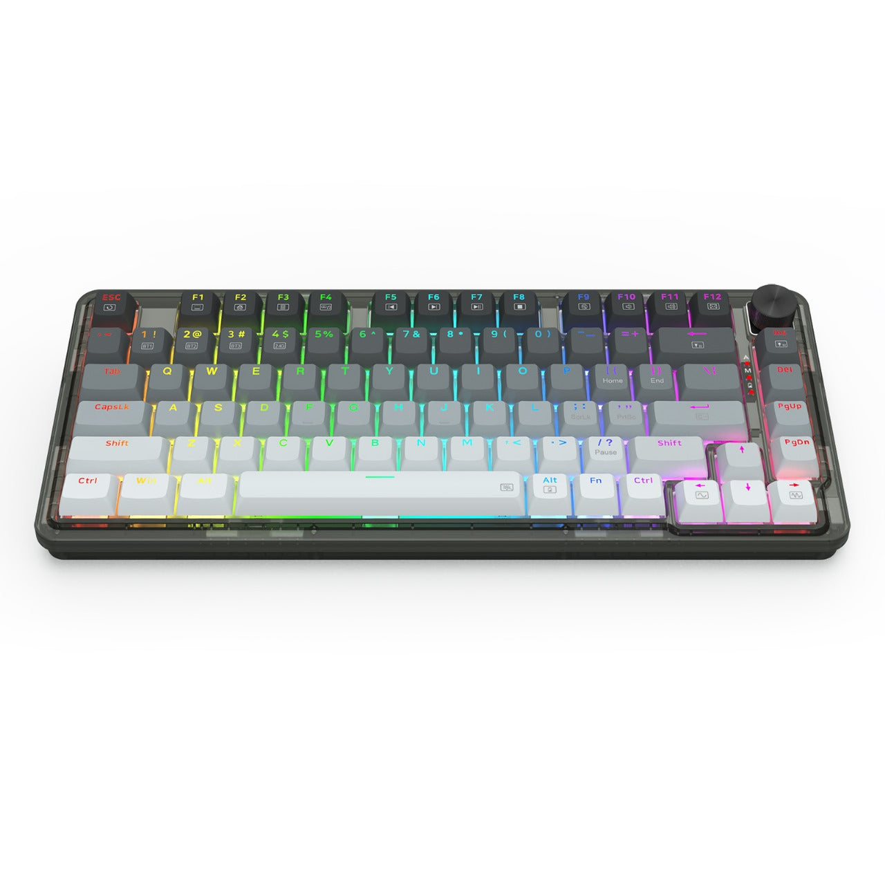 Redragon K673 GG 75% Wireless Gasket RGB Gaming Keyboard, 3-Modes 81 Keys PBT Compact Mechanical Keyboard w/Hot-Swap Socket, Dedicated Knob Control & 5-Layer Noise Dampening, Custom Linear Switch