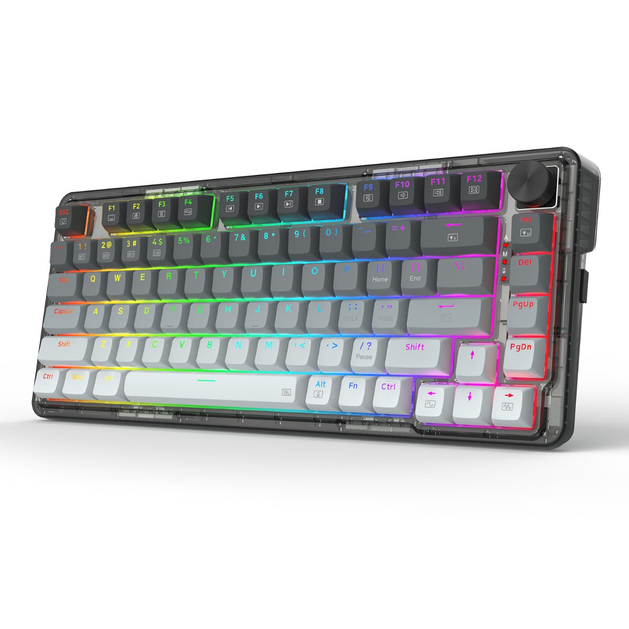 Redragon K673 GG 75% Wireless Gasket RGB Gaming Keyboard, 3-Modes 81 Keys PBT Compact Mechanical Keyboard w/Hot-Swap Socket, Dedicated Knob Control & 5-Layer Noise Dampening, Custom Linear Switch