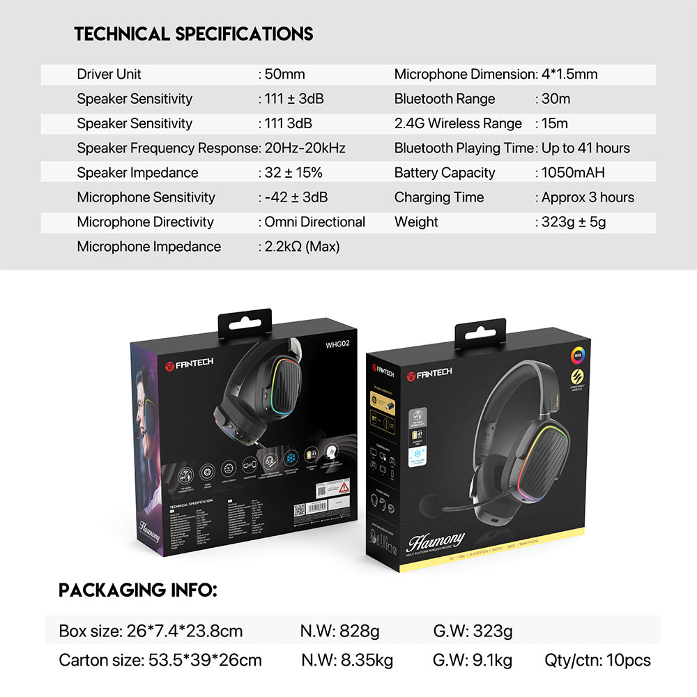 Fantech WHG02 Wireless Headset Harmony New Arrivals 50 JOD