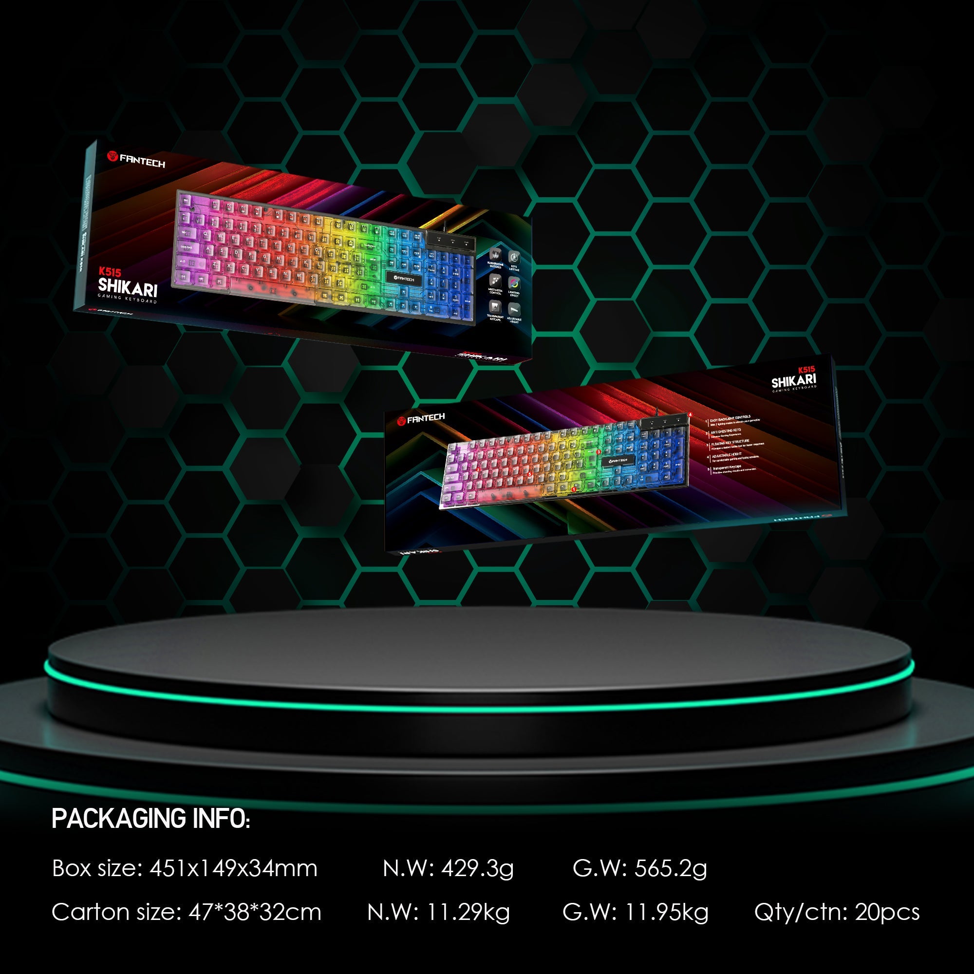 Fantech Shikari K515 RGB Membrane Gaming Keyboard Keyboard 12 JOD