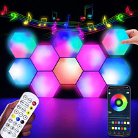 Color RGB Bluetooth LED Hexagon Light 10Pcs Wall With APP+ Remote Control