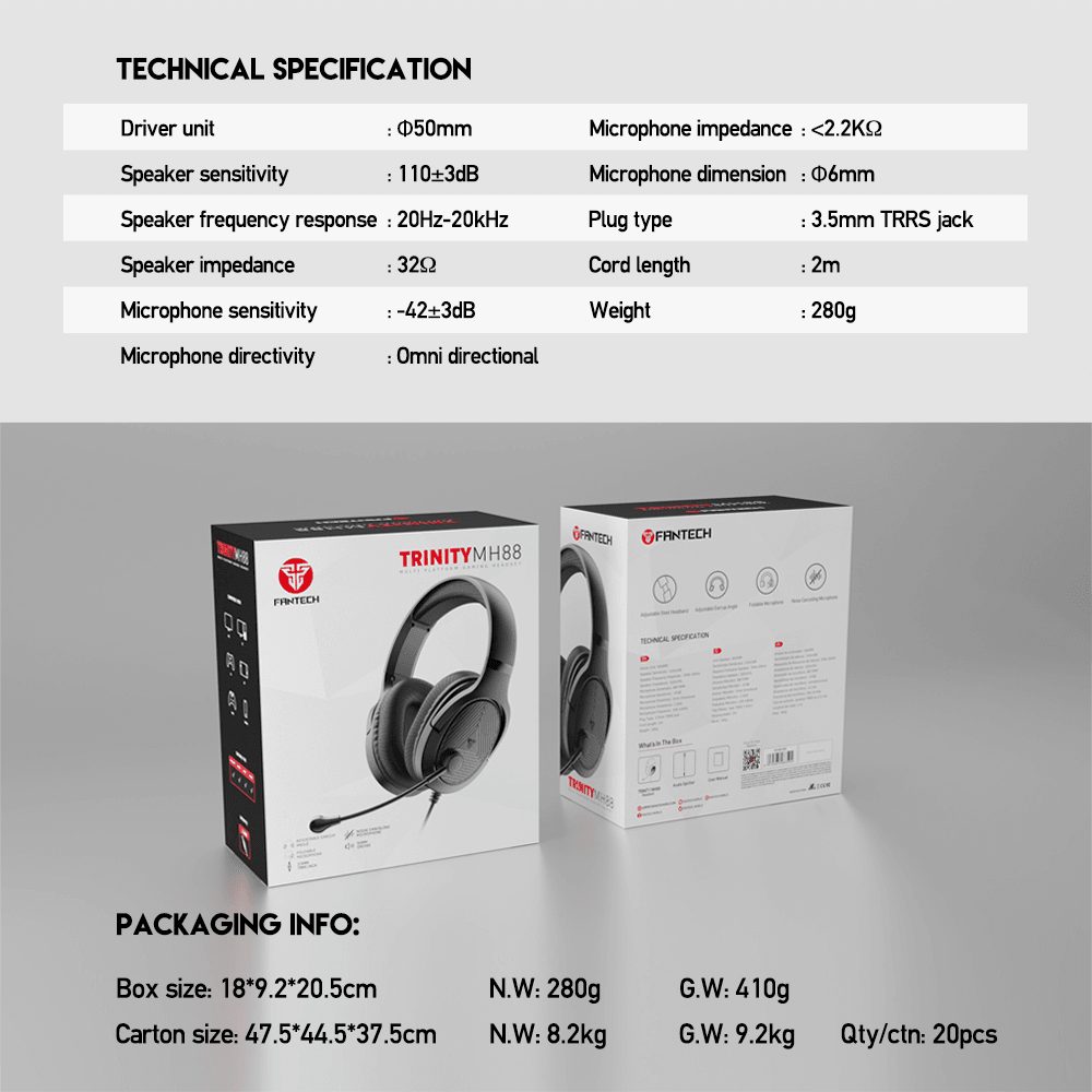 Fantech Trinity MH88 Multi Platform Gaming Headset Audio 15 JOD