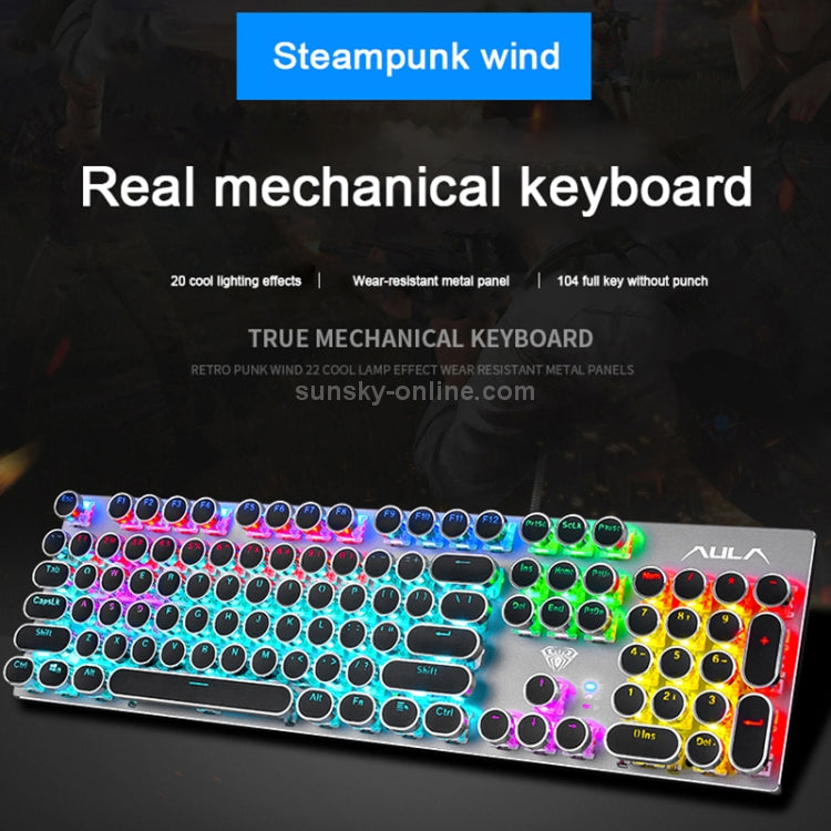 AULA S2016 Mechanical Gaming Keyboard BLUE Switch 104-keys Square RGB