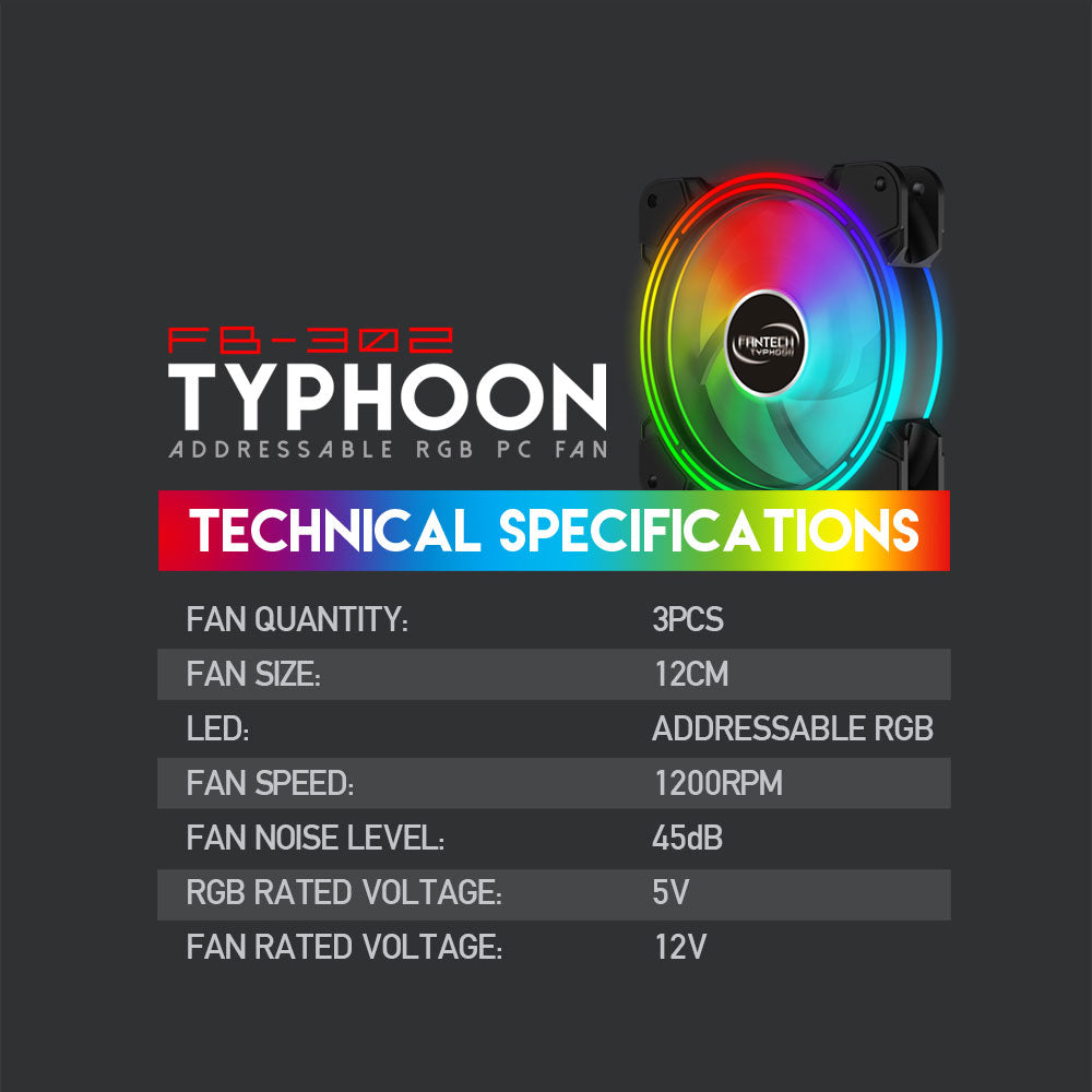 FB-302 TYPHOON RGB FAN 3n1