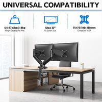 Dual Monitor Desk Mount Hydraulic for 13 inch to 27 inch screens black