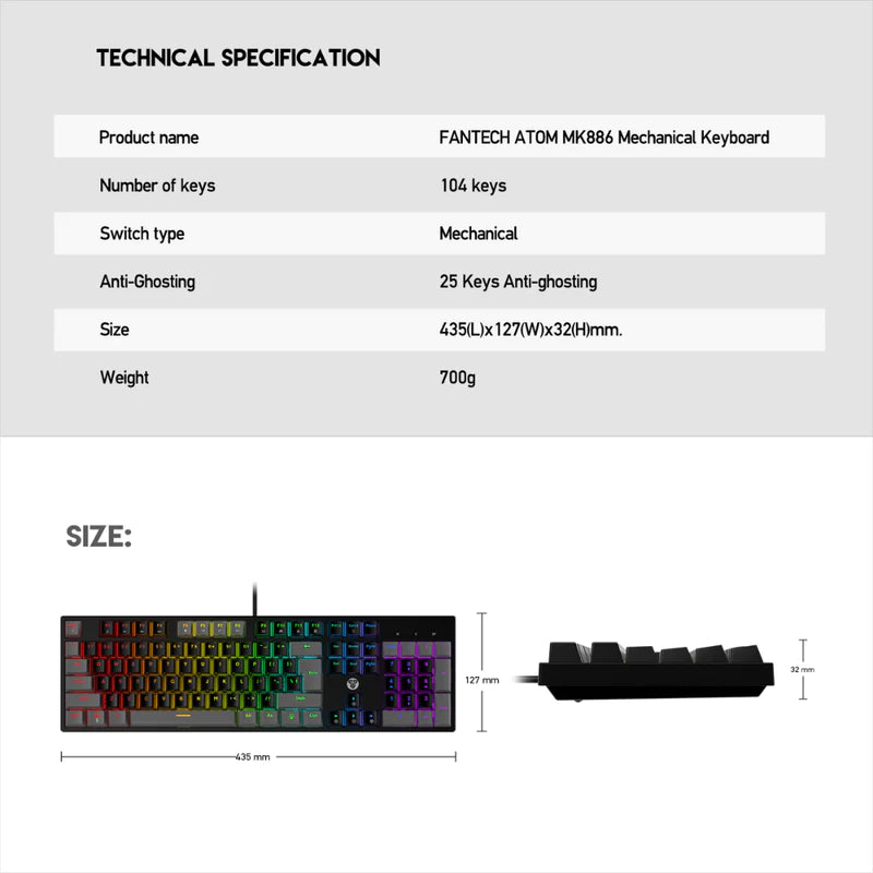 FANTECH ATOM MK886 Mechanical Keyboard