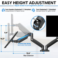 Dual Monitor Desk Mount Hydraulic for 13 inch to 27 inch screens black