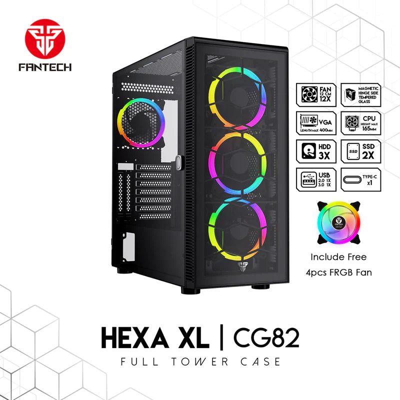 HEXA XL CG82 FULL TOWER CASE WITH FREE 4 PCS FRGB FAN